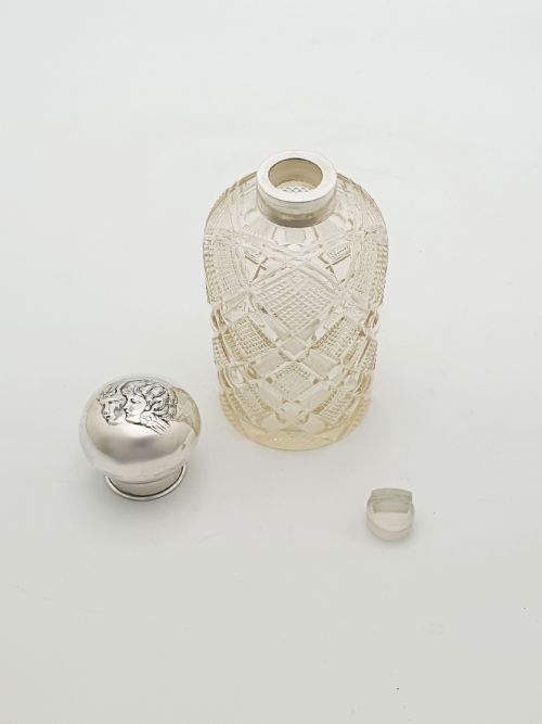 ANTIQUE EDWARDIAN CUT GLASS SCENT BOTTLE WITH STERLING SILVER LID 1903 - ADDITIONAL PHOTO 5