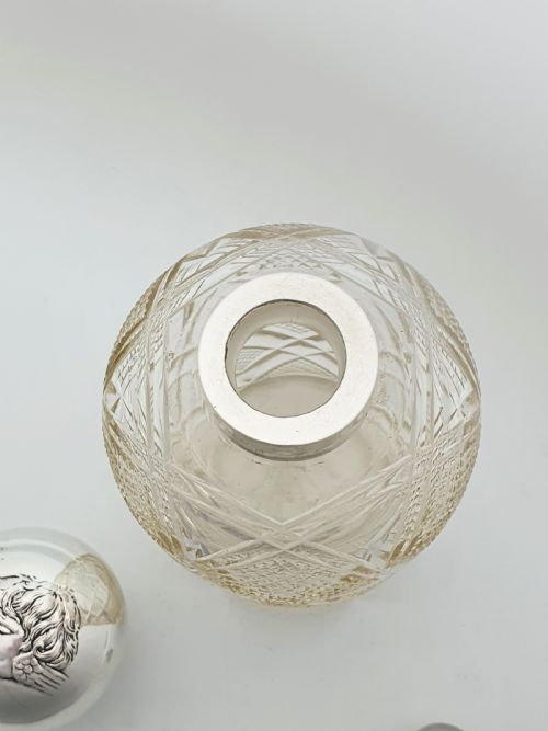 ANTIQUE EDWARDIAN CUT GLASS SCENT BOTTLE WITH STERLING SILVER LID 1903 - ADDITIONAL PHOTO 6