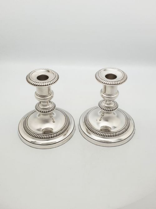fig 1. Nice Pair of Antique English Low Candlesticks – circa 1920