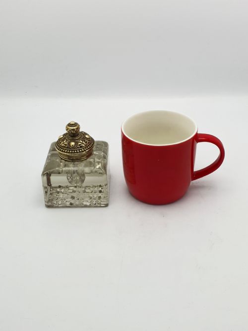 LOVELY ANTIQUE VICTORIAN GRAND TOUR BRASS CUTGLASS INKWELL CIRCA 1890 - ADDITIONAL PHOTO 9