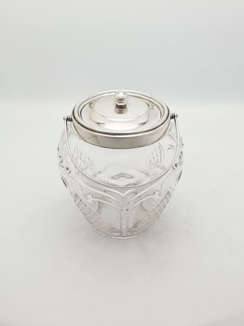 fig 2. Antique Cut Glass and Sterling Silver Biscuit Barrel - 1896