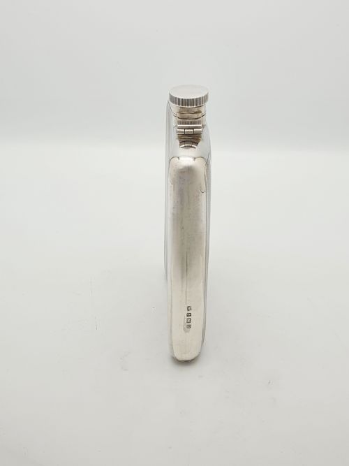ELEGANT LARGE ART DECO STERLING SILVER HIP FLASK 1928 - ADDITIONAL PHOTO 2