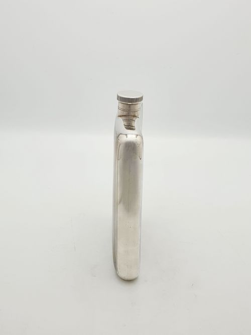 ELEGANT LARGE ART DECO STERLING SILVER HIP FLASK 1928 - ADDITIONAL PHOTO 4