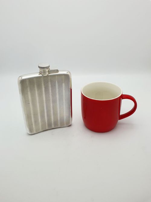 ELEGANT LARGE ART DECO STERLING SILVER HIP FLASK 1928 - ADDITIONAL PHOTO 10