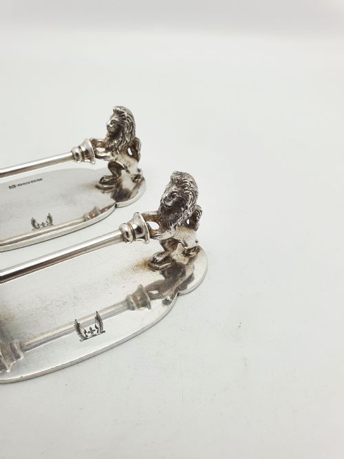 fig 1. Splendid Pair of Antique Victorian Silver-Plated Lion Knife Rests – circa 1890