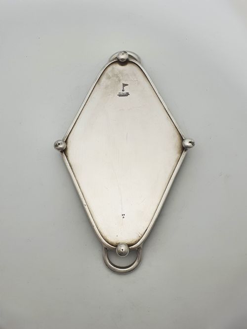 NICE ANTIQUE STARBURST GLASS SILVERPLATED SERVING TRAY CIRCA 1920 - ADDITIONAL PHOTO 7
