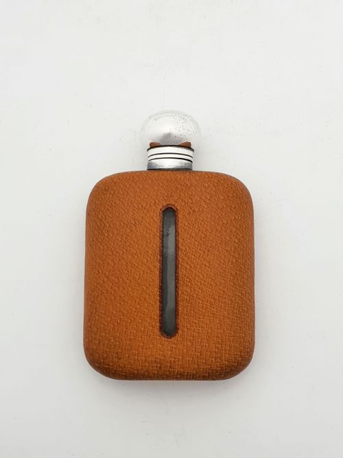 fig 1. Nice Vintage Leather-Wrapped Hip Flask – circa 1950