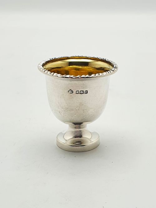 fig 1. Lovely Antique Sterling Silver Egg Cup with Gilt Interior - 1918