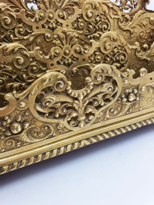 MAGNIFICENT GRAND TOUR BRASS ROCOCO REVIVAL LETTER RACK CIRCA 1860 - ADDITIONAL PHOTO 4