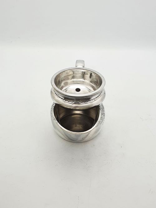 fig 1. Antique Victorian Silver-Plated Shaving Mug with Removable Soap Tray – circa 1880
