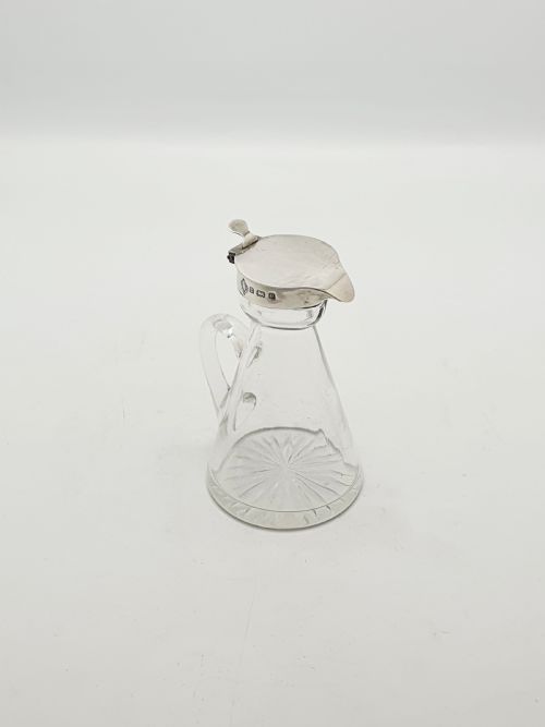 fig 1. Nice Antique Edwardian Sterling Silver Mounted Glass Whisky Noggin - 1904