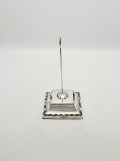 ANTIQUE VICTORIAN RECEIPT HOOK STAND WITH STERLING SILVER PLINTH BASE 1898 - ADDITIONAL PHOTO 1
