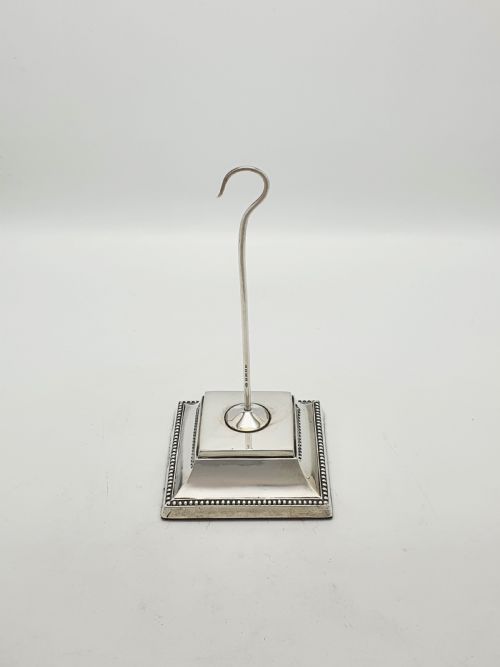 ANTIQUE VICTORIAN RECEIPT HOOK STAND WITH STERLING SILVER PLINTH BASE 1898 - ADDITIONAL PHOTO 2