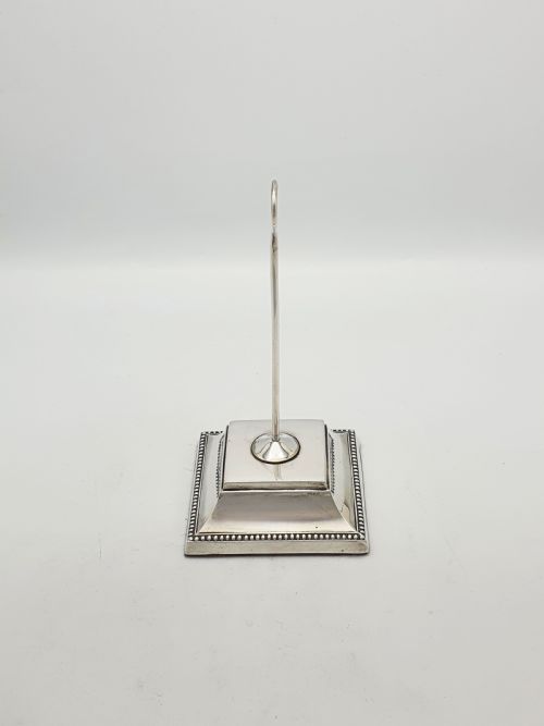 ANTIQUE VICTORIAN RECEIPT HOOK STAND WITH STERLING SILVER PLINTH BASE 1898 - ADDITIONAL PHOTO 3