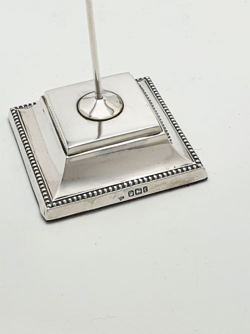 ANTIQUE VICTORIAN RECEIPT HOOK STAND WITH STERLING SILVER PLINTH BASE 1898 - ADDITIONAL PHOTO 5
