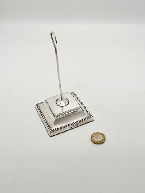 ANTIQUE VICTORIAN RECEIPT HOOK STAND WITH STERLING SILVER PLINTH BASE 1898 - ADDITIONAL PHOTO 9