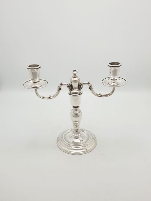 VINTAGE PAIR OF SILVER PLATED LOW TWOBRANCH TABLE CANDELABRA CIRCA 1930 - ADDITIONAL PHOTO 1