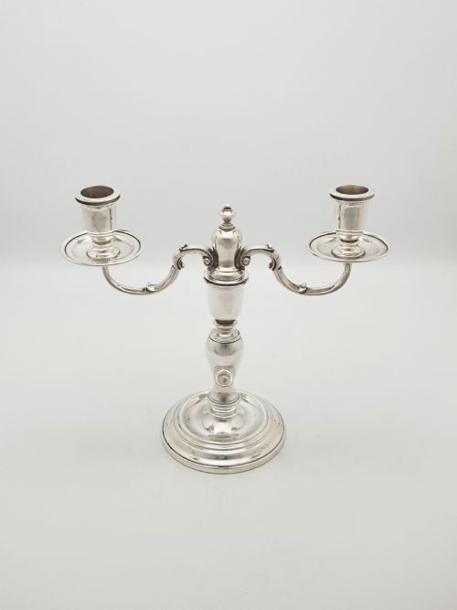 VINTAGE PAIR OF SILVER PLATED LOW TWOBRANCH TABLE CANDELABRA CIRCA 1930 - ADDITIONAL PHOTO 5