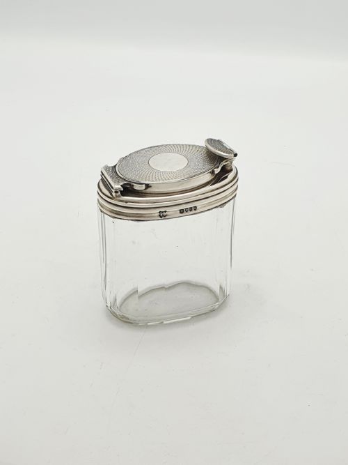 Antique Victorian Sterling Silver Mounted Glass Travelling Jar – London, 1866