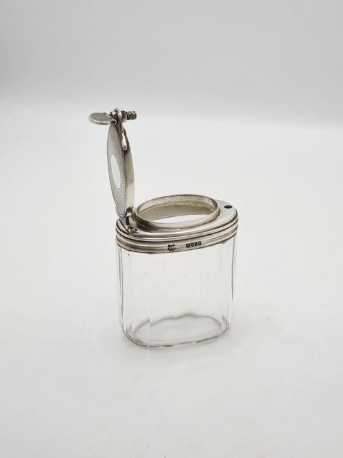 fig 1. Antique Victorian Sterling Silver Mounted Glass Travelling Jar – London, 1866