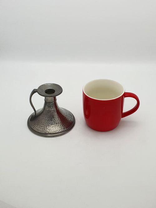 NICE PAIR OF ARTS CRAFTS HAMMERED PEWTER CHAMBERSTICKS CIRCA 1920 - ADDITIONAL PHOTO 8