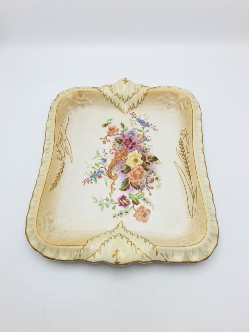 LOVELY ANTIQUE CARLTON WARE FLORAL GILT RECTANGULAR SERVING TRAY 1896 - ADDITIONAL PHOTO 2