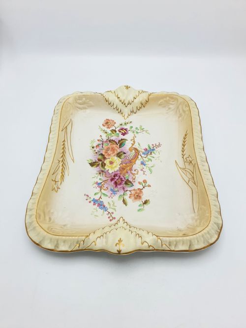 LOVELY ANTIQUE CARLTON WARE FLORAL GILT RECTANGULAR SERVING TRAY 1896 - ADDITIONAL PHOTO 4