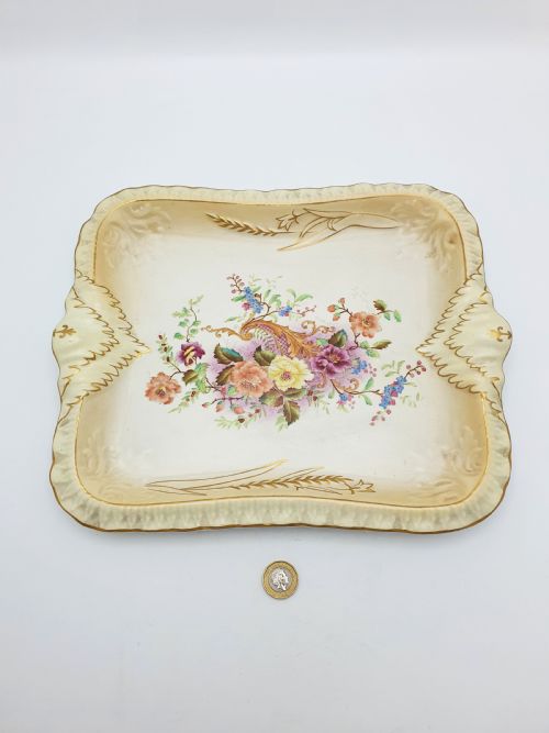 LOVELY ANTIQUE CARLTON WARE FLORAL GILT RECTANGULAR SERVING TRAY 1896 - ADDITIONAL PHOTO 8