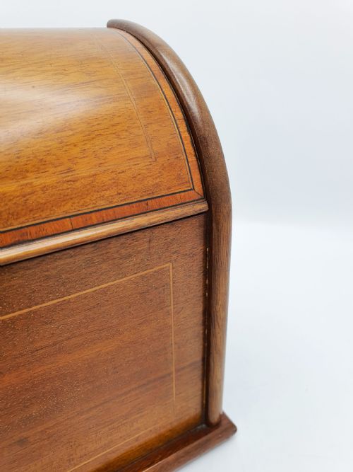NICE ANTIQUE EDWARDIAN MAHOGANY HINGEDLID DESK TIDY WITH INLAID DETAIL CIRCA 1905 - ADDITIONAL PHOTO 2