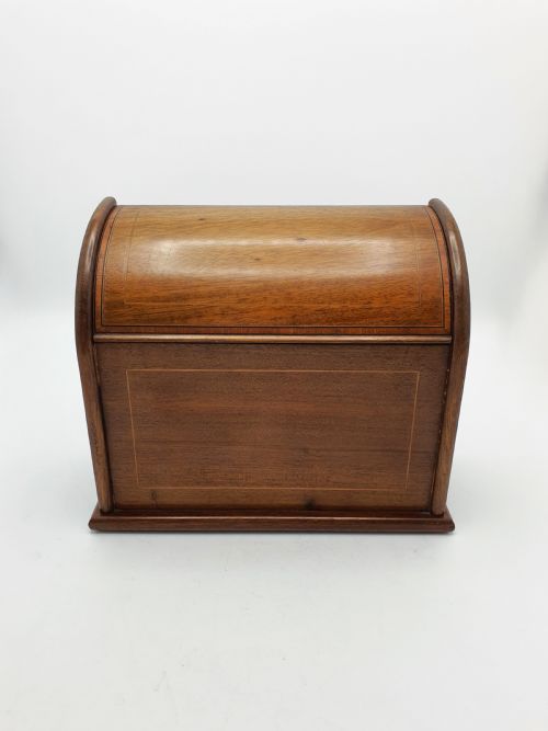 NICE ANTIQUE EDWARDIAN MAHOGANY HINGEDLID DESK TIDY WITH INLAID DETAIL CIRCA 1905 - ADDITIONAL PHOTO 4