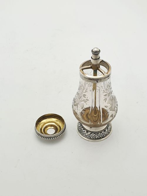 fig 2. French Silver Mounted Etched Glass Push-Top Salt Cellar – circa 1920