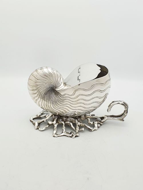 Gorgeous Antique Silver Plated Nautilus Shell Spoon Warmer – Circa 1860
