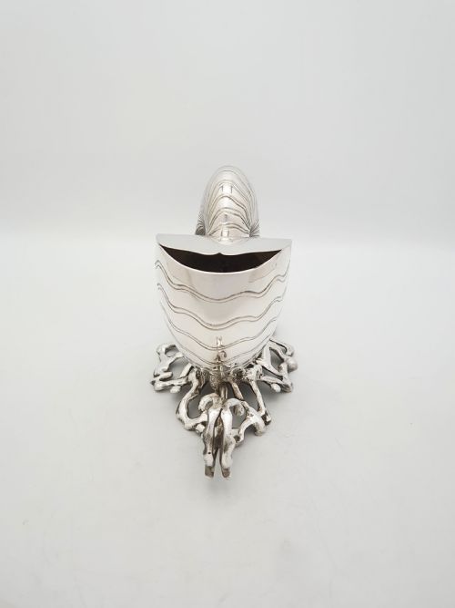 fig 1. Gorgeous Antique Silver Plated Nautilus Shell Spoon Warmer – circa 1860