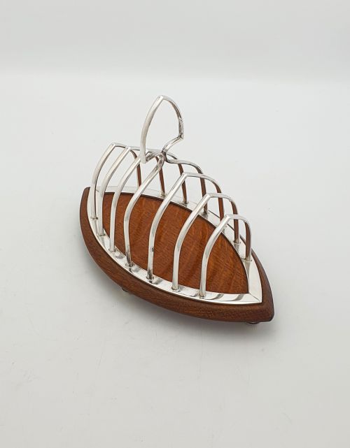 Lovely Antique Edwardian Silver Plated and Oak Toast Rack – Circa  1905