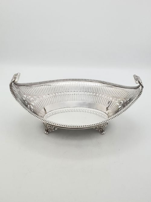 fig 1. Antique Regency Style Pierced Bread Basket with Serving Fork – circa 1905
