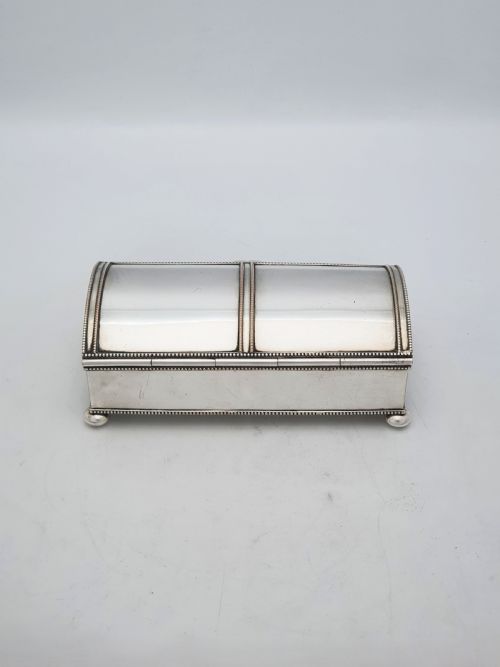 ANTIQUE EDWARDIAN SILVER PLATED DOUBLE INKSTAND WITH CUT GLASS INKWELLS CIRCA 1905 - ADDITIONAL PHOTO 6