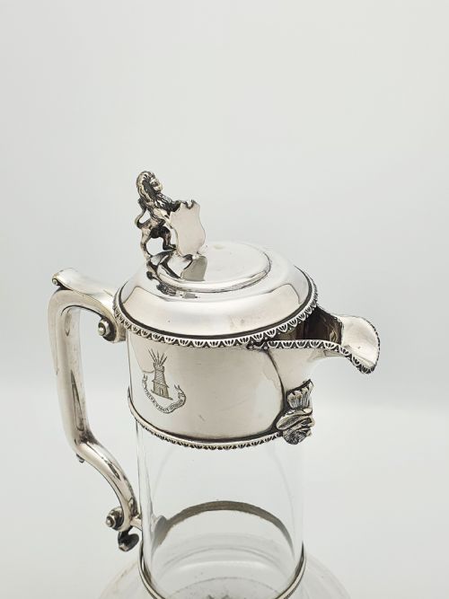 FABULOUS ANTIQUE VICTORIAN SILVER PLATED CLARET JUG WITH LION FINIAL CIRCA 1880 - ADDITIONAL PHOTO 1
