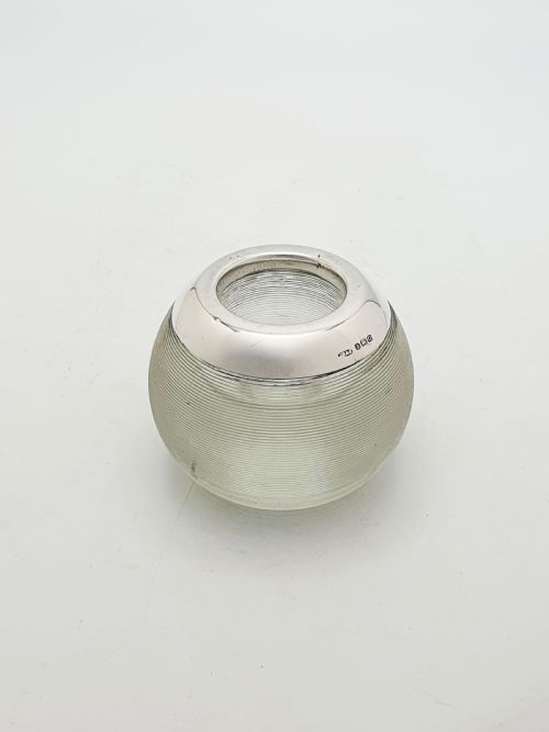 Nice Large Antique George V Sterling Silver & Textured Glass Match Striker - 1913