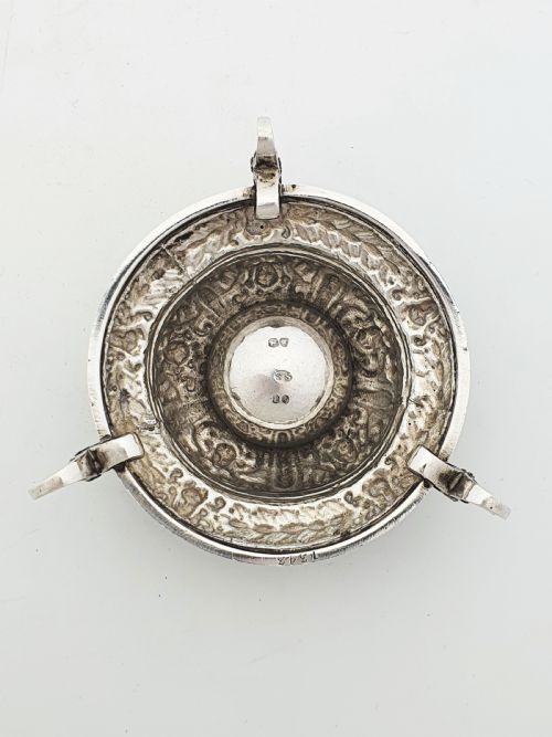 STRIKING PAIR OF ANTIQUE VICTORIAN STERLING SILVER SALT CELLARS LONDON 1870 - ADDITIONAL PHOTO 8