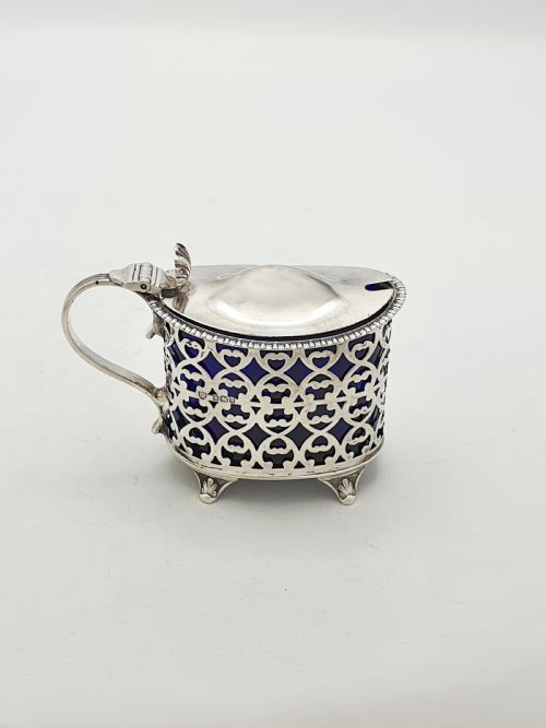 Lovely Antique Victorian Sterling Silver Pierced Mustard Pot - 1900