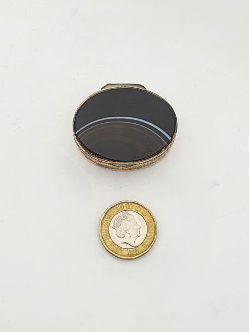 LOVELY ANTIQUE VICTORIAN OVAL AGATE AND GILT BRASS BOX CIRCA 1890 - ADDITIONAL PHOTO 3