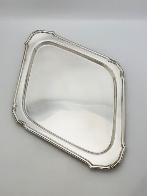 NICE ART DECO SILVER PLATED DIAMOND SHAPED COCKTAIL TRAY CIRCA 1925 - ADDITIONAL PHOTO 1