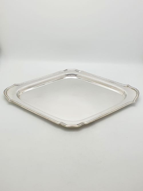 NICE ART DECO SILVER PLATED DIAMOND SHAPED COCKTAIL TRAY CIRCA 1925 - ADDITIONAL PHOTO 3