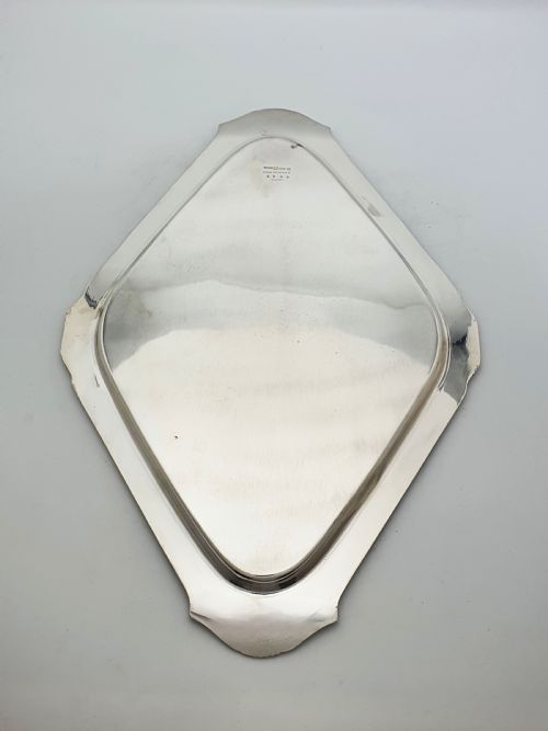 NICE ART DECO SILVER PLATED DIAMOND SHAPED COCKTAIL TRAY CIRCA 1925 - ADDITIONAL PHOTO 4