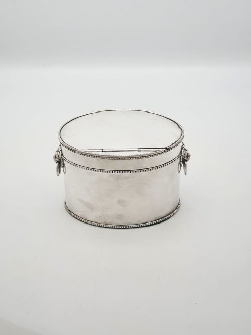 ANTIQUE EDWARDIAN TEA CADDY WITH LION MASK HANDLES AND SPOON CIRCA 1905 - ADDITIONAL PHOTO 6
