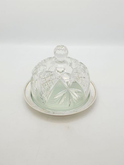 Lovely Antique Silver Plated Cheese Dish with Cut Glass Dome – Circa 1920