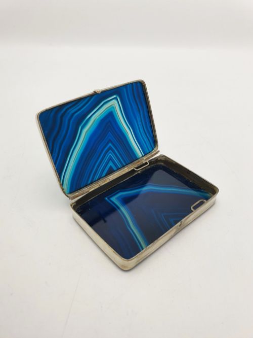 Stunning Antique Victorian Blue Agate Trinket Box – Circa 1900