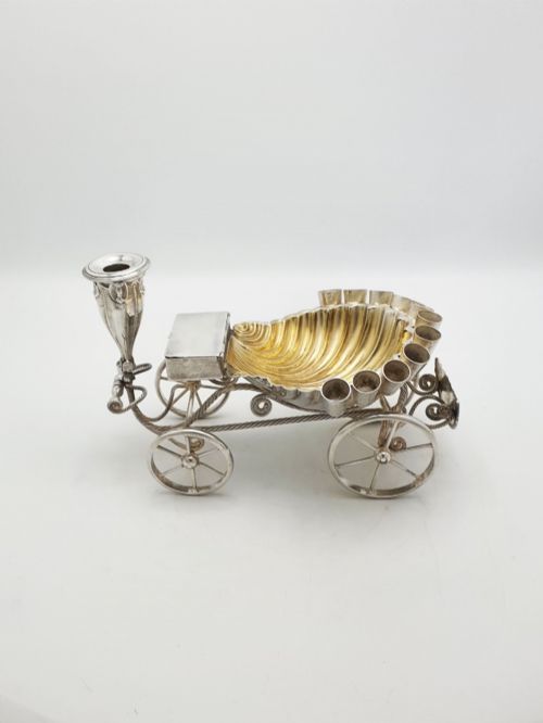 fig 1. Unusual Antique Victorian Cigar Trolley With Gilt Shell Ashtray – circa 1860