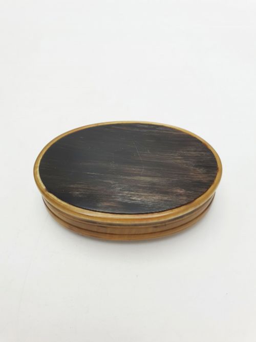 ANTIQUE VICTORIAN HORN SNUFF BOX WITH FACETED CITRINE DECORATION CIRCA 1880 - ADDITIONAL PHOTO 4