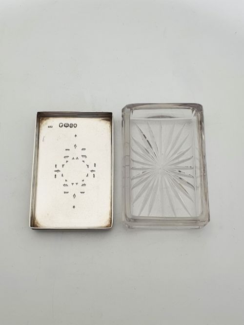 LOVELY ANTIQUE VICTORIAN STERLING SILVER CUT GLASS TRINKET BOX 1844 - ADDITIONAL PHOTO 2